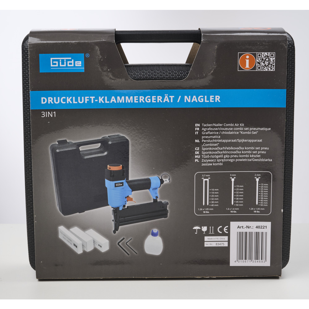 G&uuml;de&reg; Drucklufttacker Klammerger&auml;t Nagler Kombi-Set image number 6