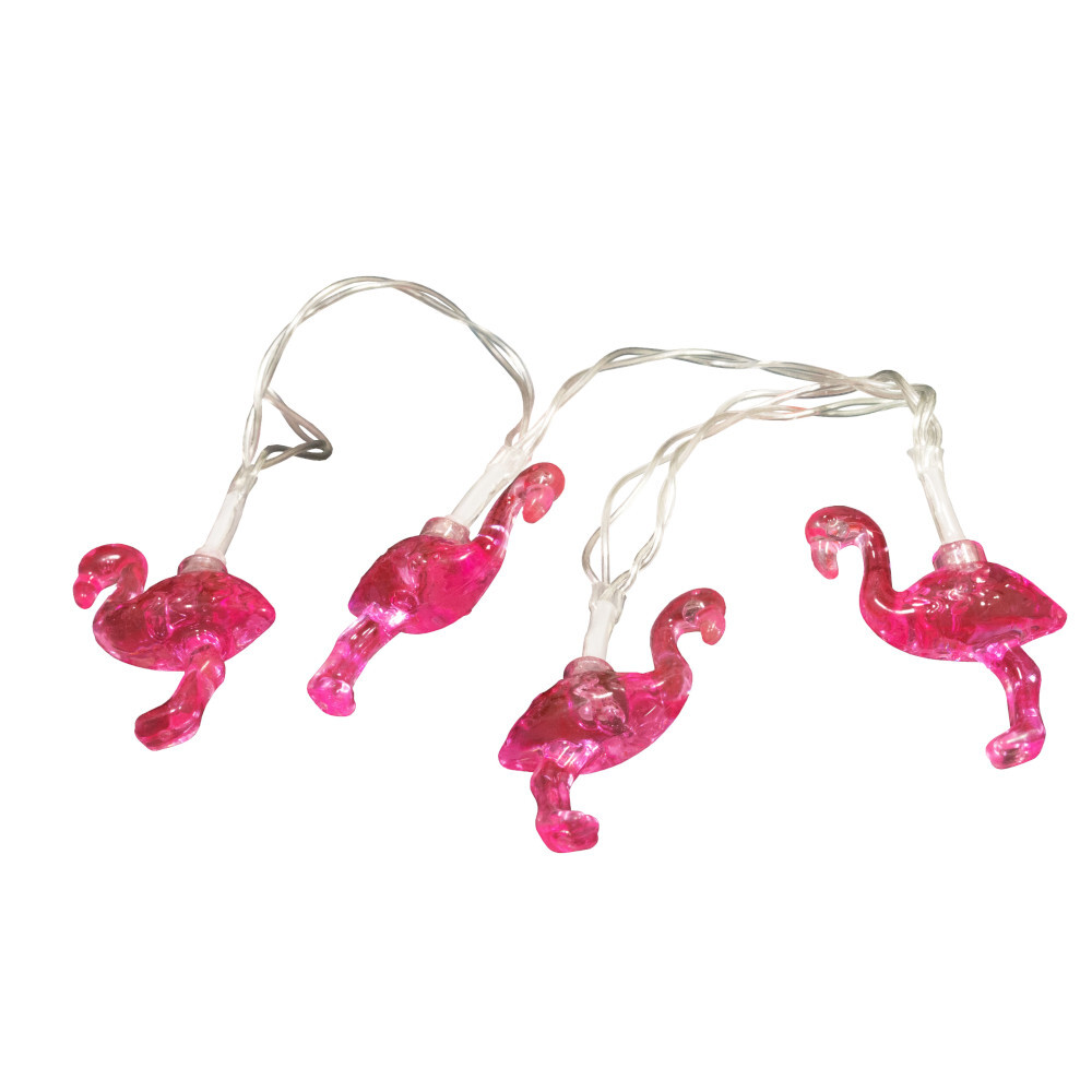 LED-Lichterkette 120 cm mit Flamingomotiv, 10 LEDs und Timerfunktion