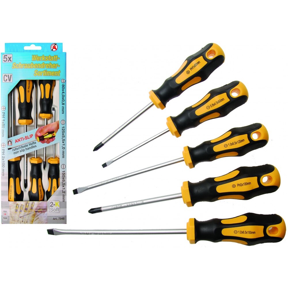 Werkstatt-Schraubendreher-Set 5-teilig, magnetisch