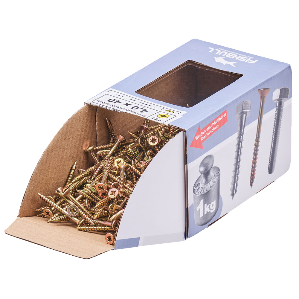 Spanplattenschraube 4,0x40 mm PZ 1kg FISHBULL-Pack Senkkopf Teilgewinde Kreuzschlitz image number 3