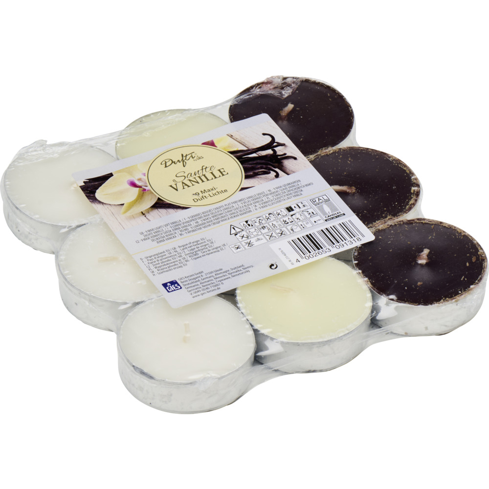 Maxi-Teelichter-Set 9 St&uuml;ck sanfte Vanille