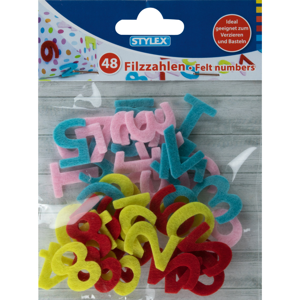 Filzzahlen, 0 - 9, 48 St&uuml;ck, farblich sortiert image number 1