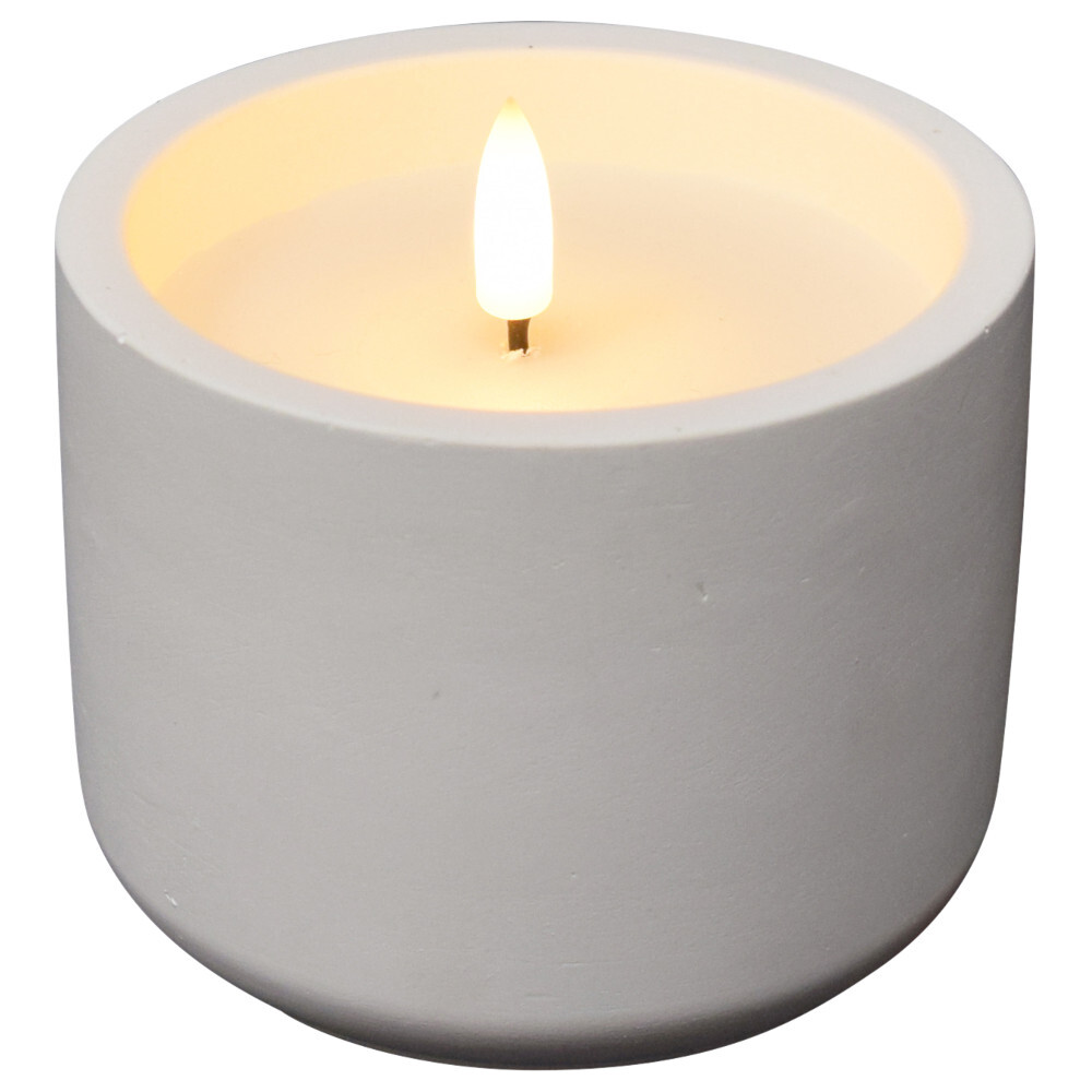 LED-Kerze batteriebetrieben 10 x 10 cm mit Betontopf image number 1