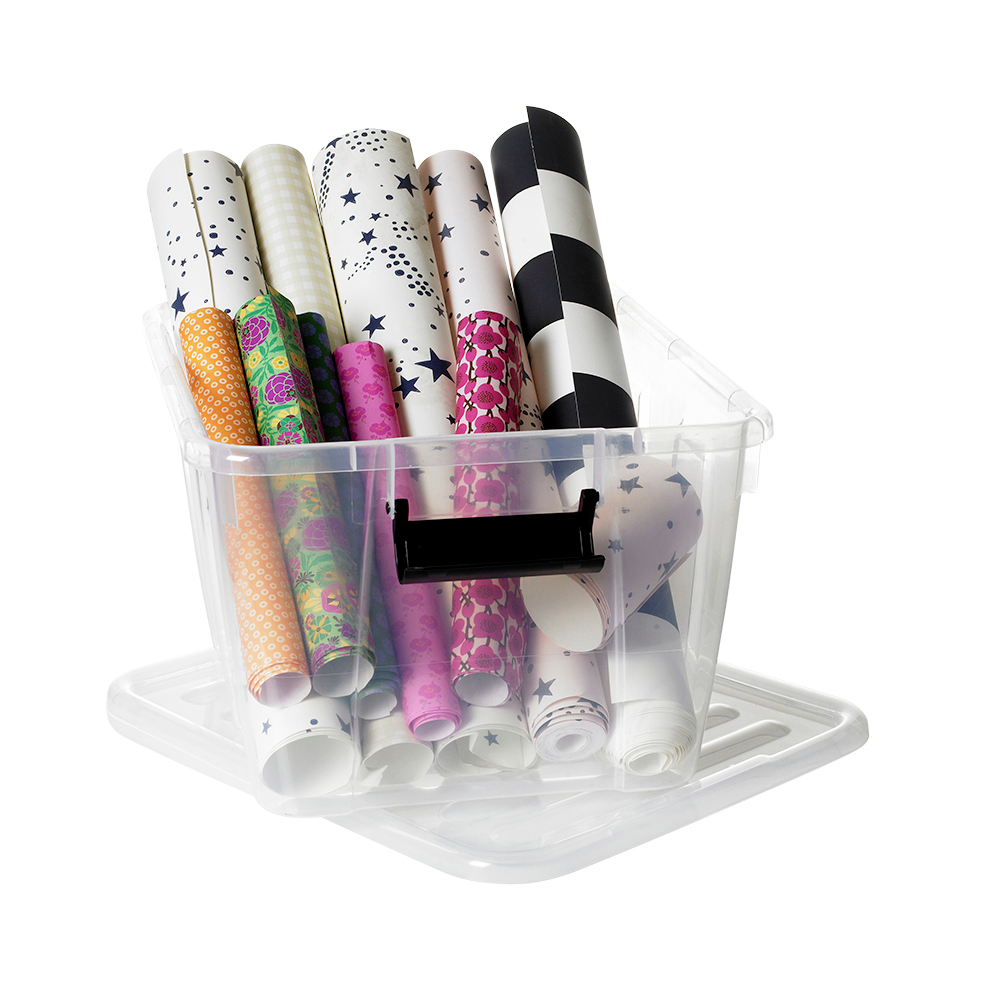 Aufbewahrungsbox 30 Liter mit Deckel, Grau-Transluzent image number 11