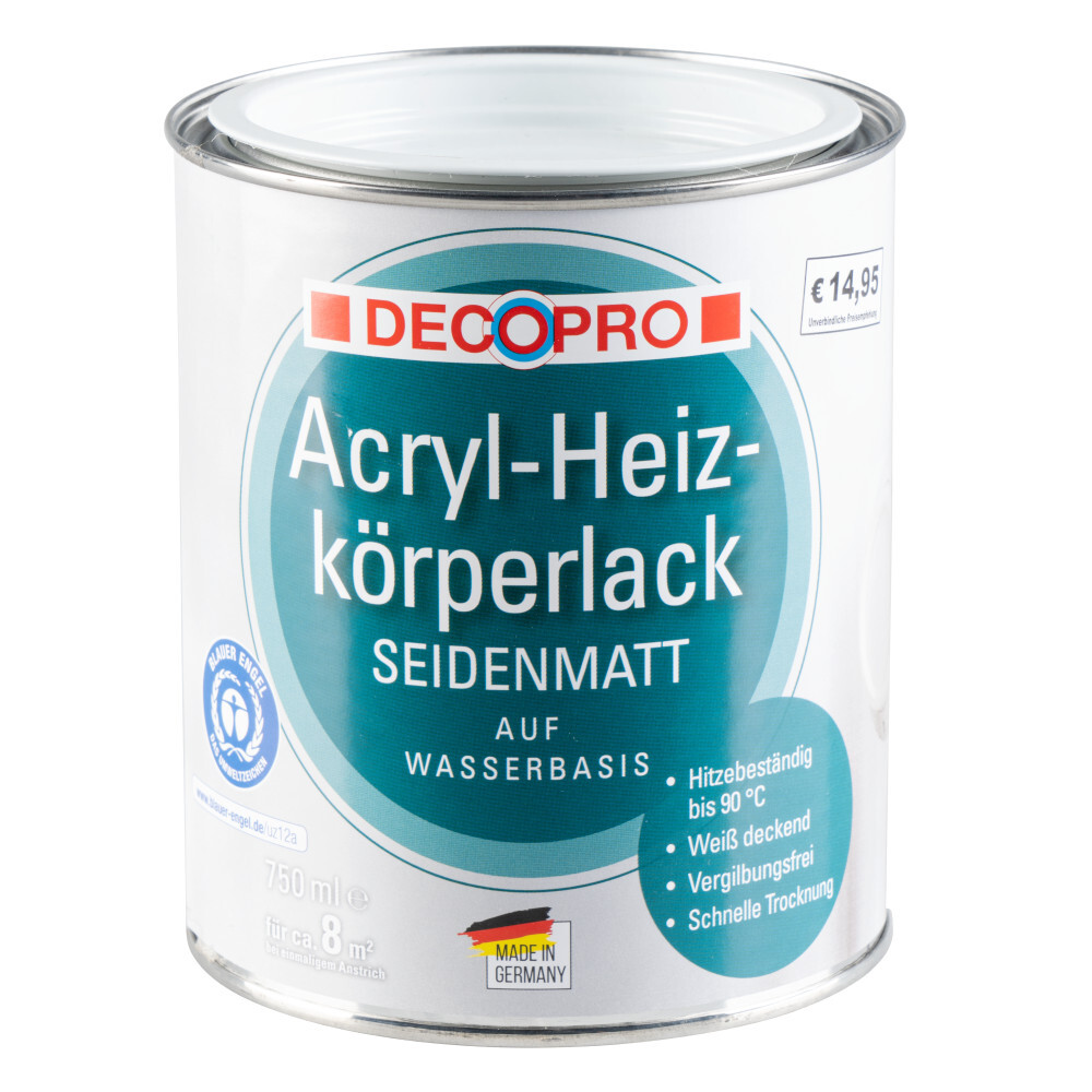 DECOPRO Acryl- Heizk&ouml;rperlack wei&szlig; seidenmatt f&uuml;r den Innenbereich