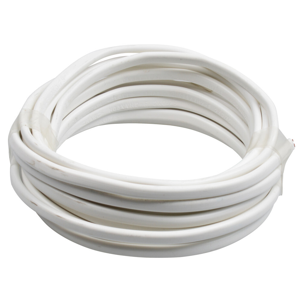 Schlauchleitung H03VVH2-F 2 x 0,75mm&sup2; 5 m PVC flach in Wei&szlig;