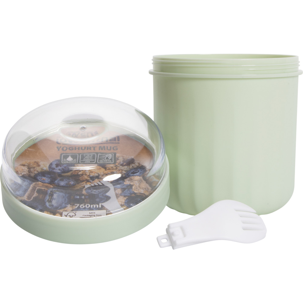 Joghurtbecher ca. 760 ml mit Gabel in Gr&uuml;n image number 2