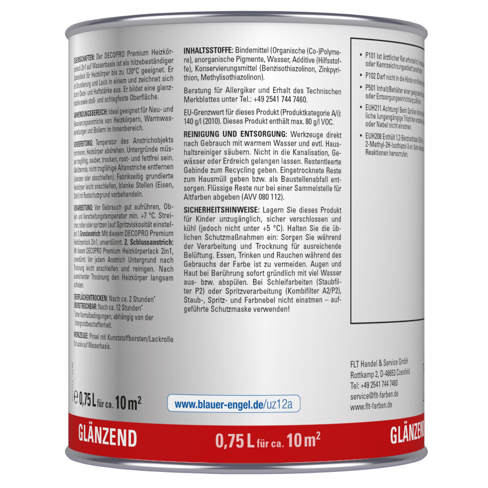 DECOPRO Premium 2in1 Heizk&ouml;rperlack 750 ml in Wei&szlig;, gl&auml;nzend image number 1