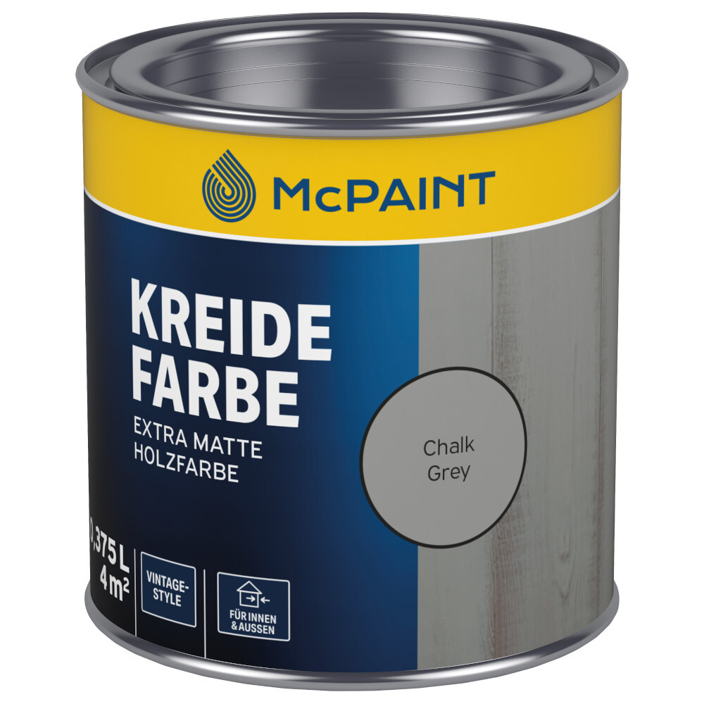 Kreidefarbe Chalk Grey 375 ml, Holzfarbe f&uuml;r Innen & Au&szlig;en