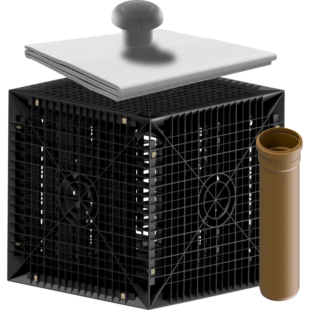 Starterset Versickerung 205 Liter inklusive Geotextil und Be-/Entl&uuml;fter