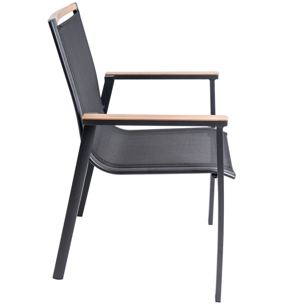 Stapelstuhl mit Aluminiumgestell mit Holzoptiklehne image number 1