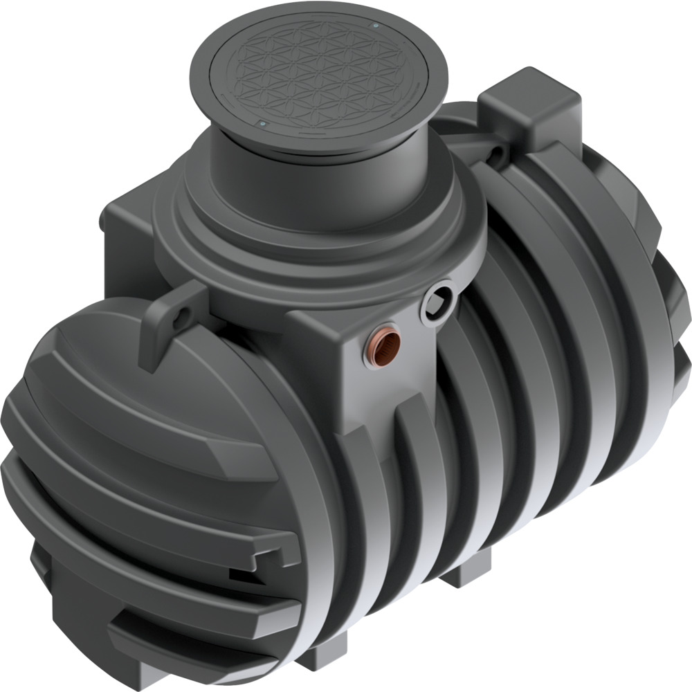 Regenwasser-Zisterne 2.200 Liter mit Biovitor Ausgleichsdom und Tankabdeckung