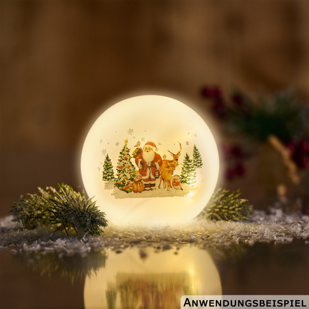 LED-Glaskugel mit Weihnachtsmotiv, 3-fach sortiert image number 4