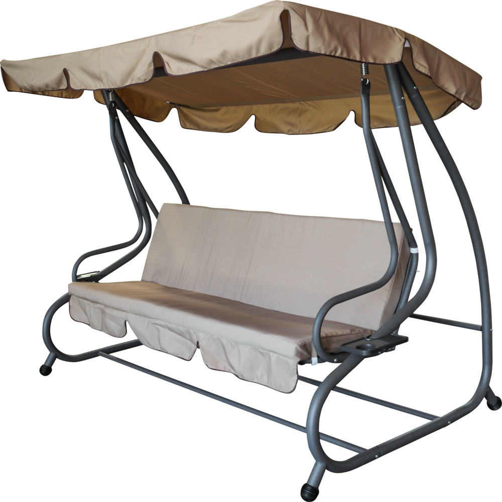 Hollywoodschaukel 4-Sitzer Miami 232 x 120 x 164 cm grau / creme