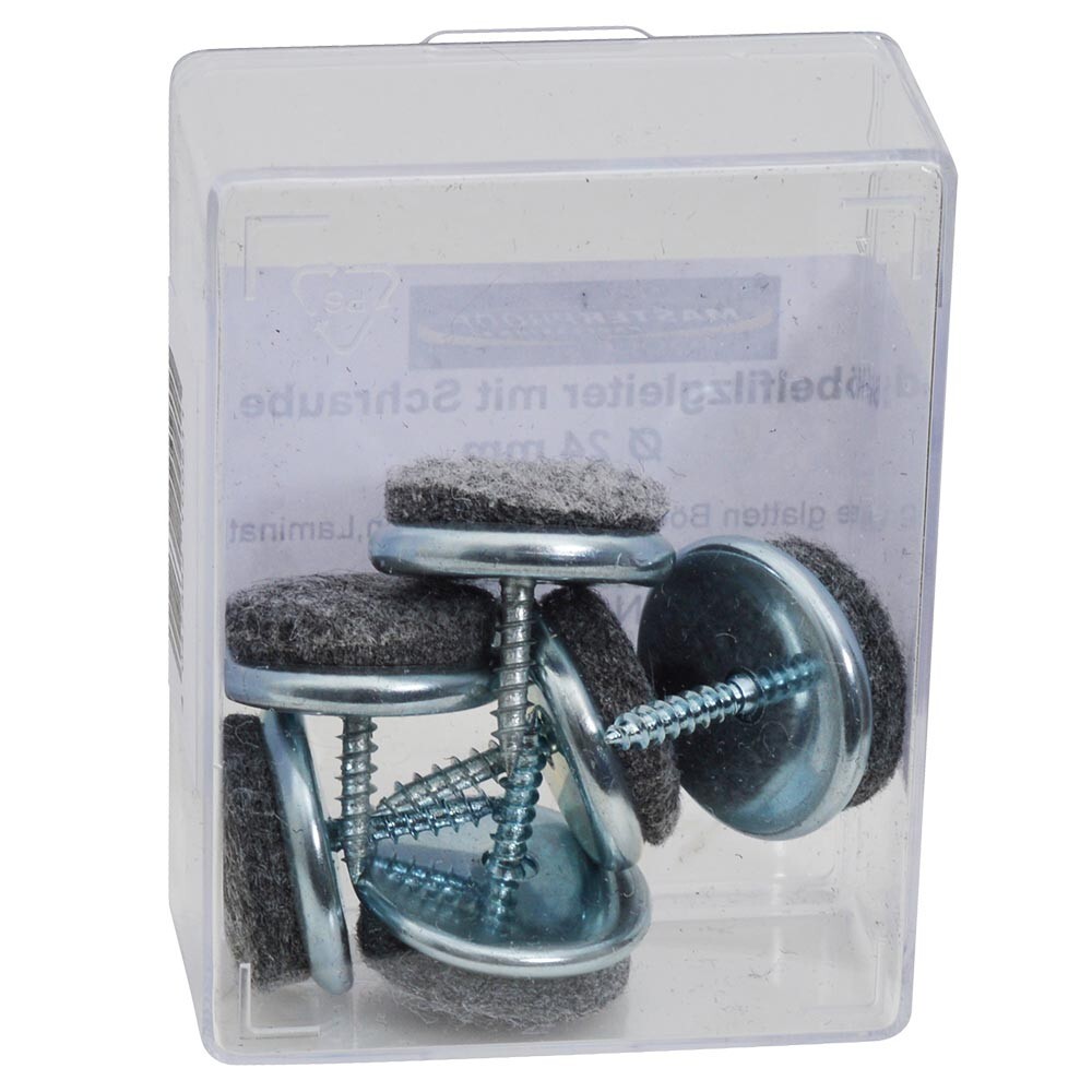 Filzgleiter-Set 6 St&uuml;ck 24 mm in Wei&szlig; aufschraubbar