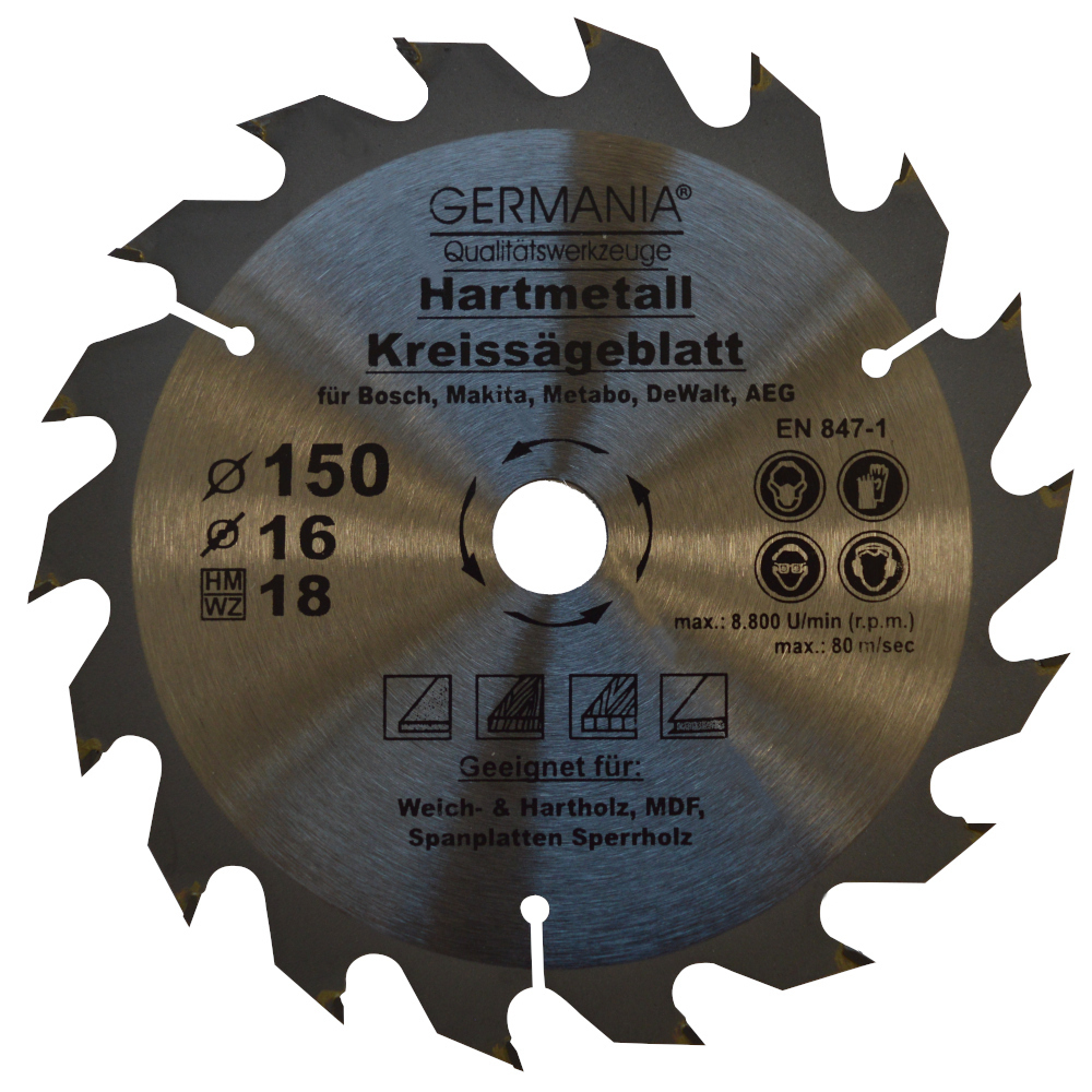 GERMANIA&reg; HM-Kreiss&auml;geblatt f&uuml;r Holz &Oslash; 150 mm mit 18 Z&auml;hne