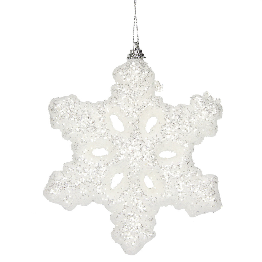 Weihnachtsdeko Schneeflocke aus Polyfoam mit Glitzer