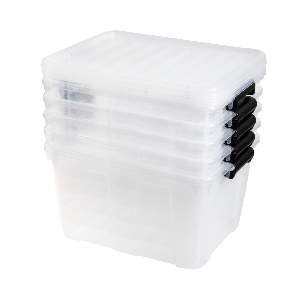 Aufbewahrungsbox 30 Liter mit Deckel, Grau-Transluzent image number 4