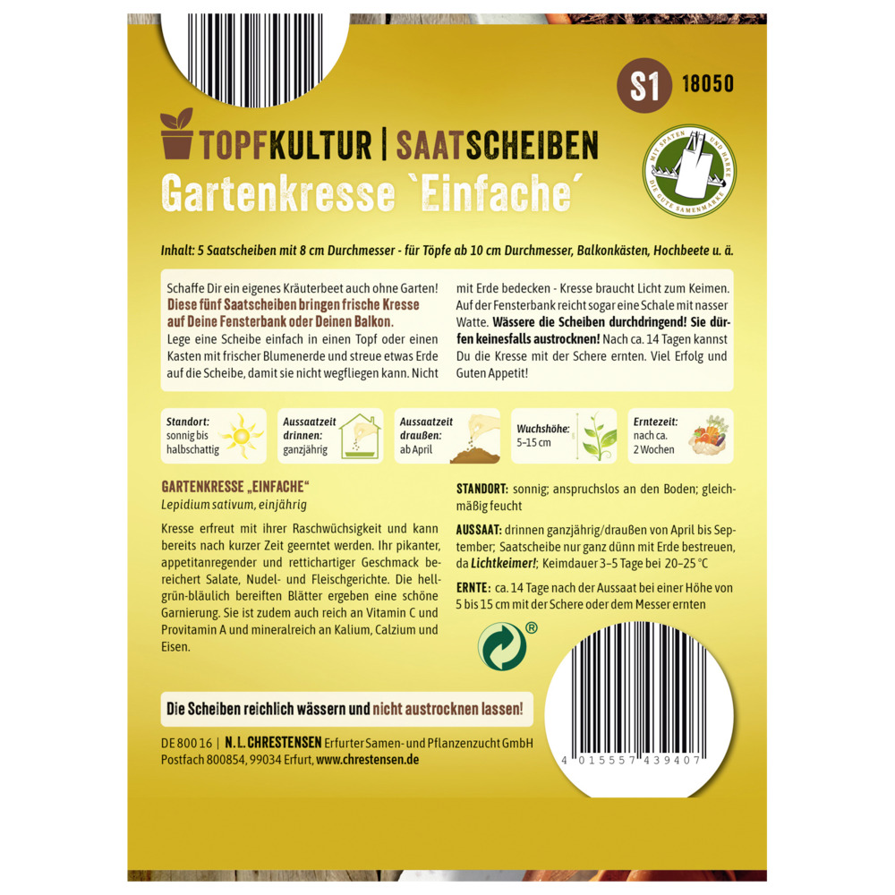 Saatscheiben einfache Gartenkresse 5 Scheiben image number 1