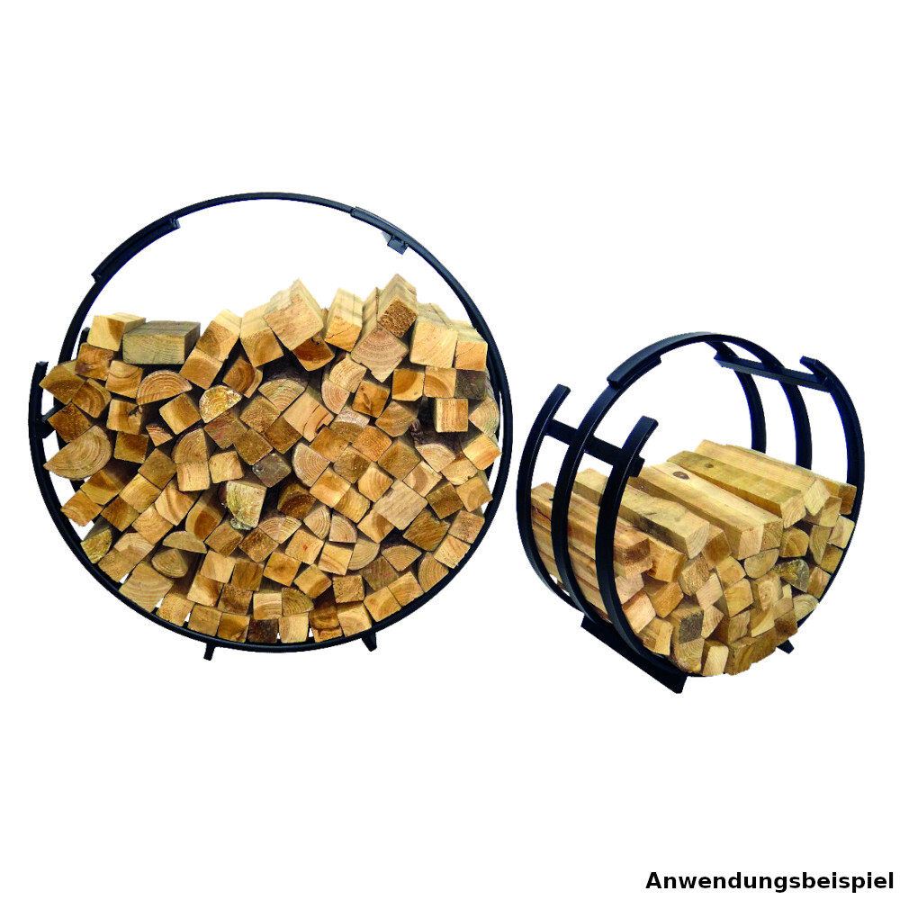 Kaminholzst&auml;nder Set rund 2 St&uuml;ck aus Stahl in Schwarz image number 1