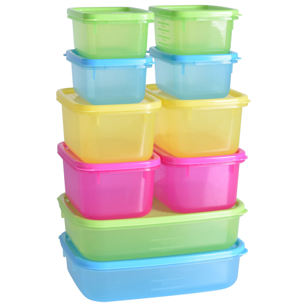 Vorratsdosen Set 10-teilig verschiedenfarbig aus Kunststoff mit Deckeln