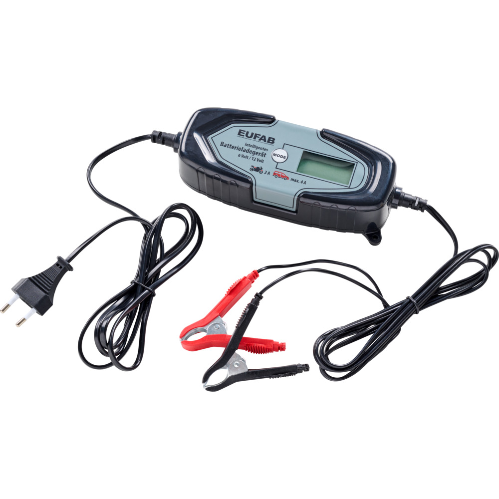 Batterieladeger&auml;t 6 V und 12 V mit Klemmen und Schnellkontaktkabel