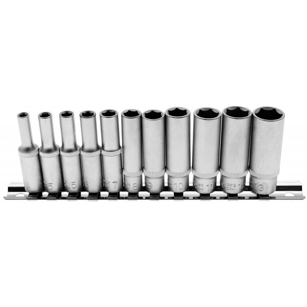 Steckschl&uuml;ssel-Eins&auml;tze, tief 4-13 mm 1/4" 11-teilig