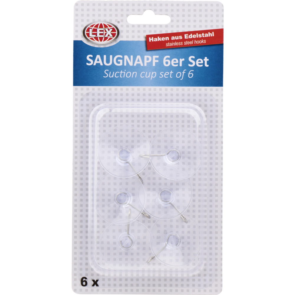 Saugnapf-Set 6-teilig transparent mit Haken image number 1