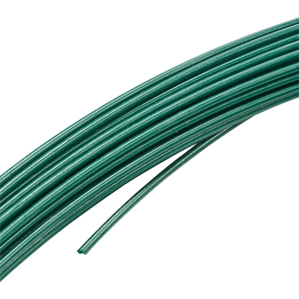 Spanndraht 55m &Oslash;3,8mm gr&uuml;n kunststoffummantelt Sperrdraht Drahtzaun Eisen Draht image number 1