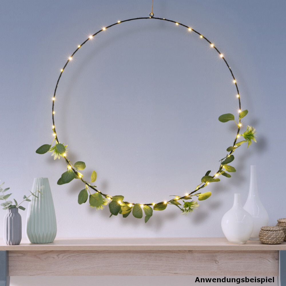 LED-Kranz &Oslash; 62 cm aus Metall mit 45 LEDs und Deko image number 1