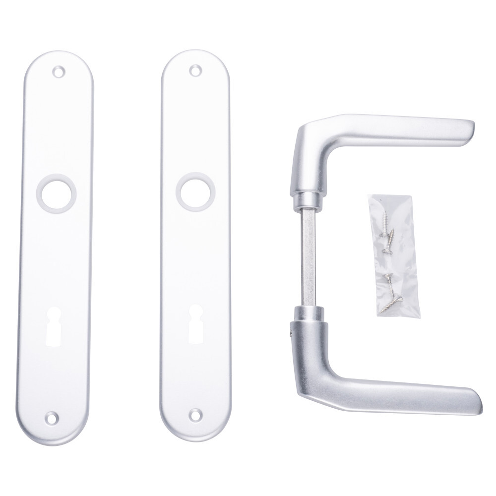 Zimmert&uuml;rgarnitur 72 mm BB Aluminium mit Befestigungsschrauben