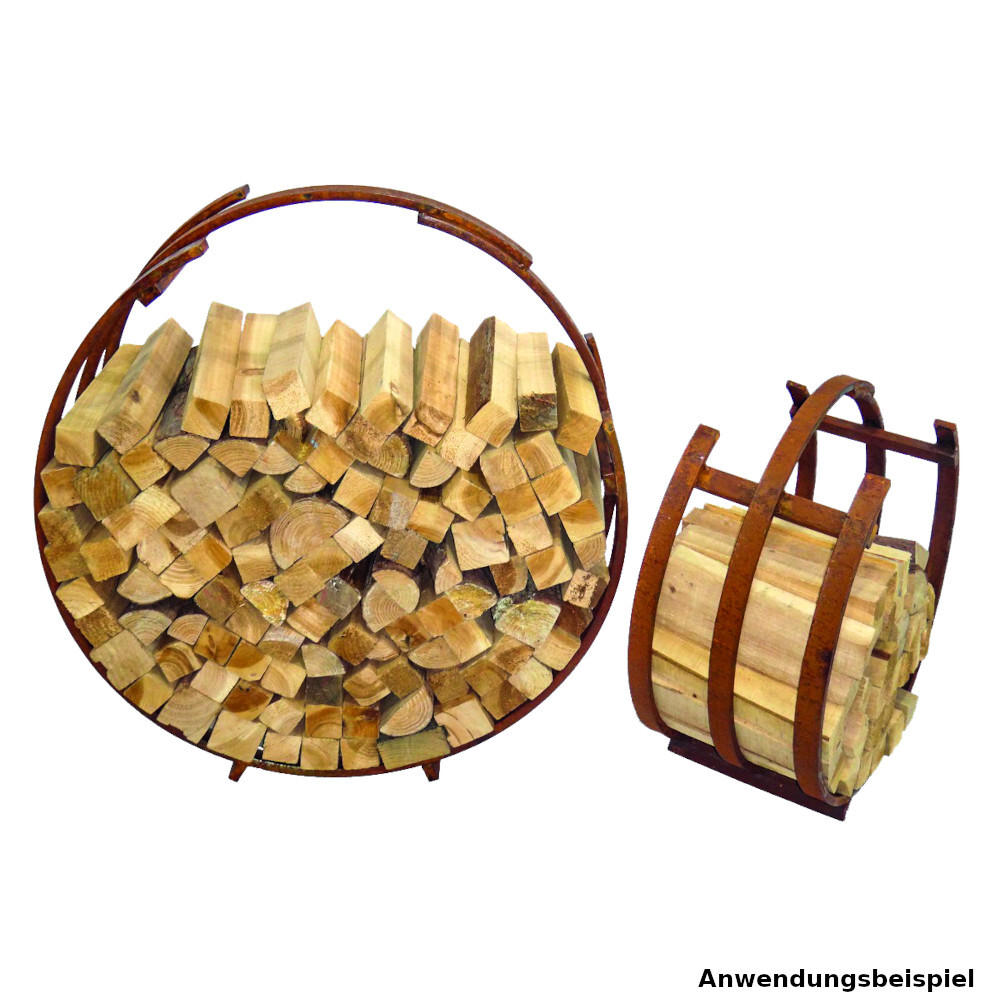 Kaminholzst&auml;nder-Set rund 2 St&uuml;ck aus Stahl in Rostoptik image number 1