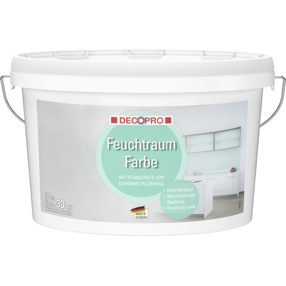 DECOPRO Feuchtraumfarbe 5 Liter wei&szlig; stumpfmatt