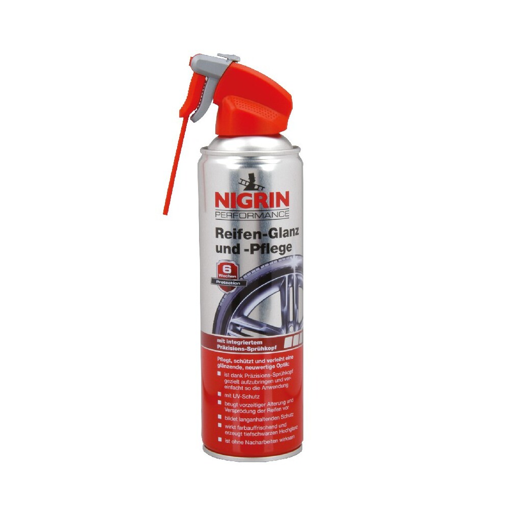 Nigrin Reifen-Glanz und -Pflege 500 ml Spray, Reifenschwarz