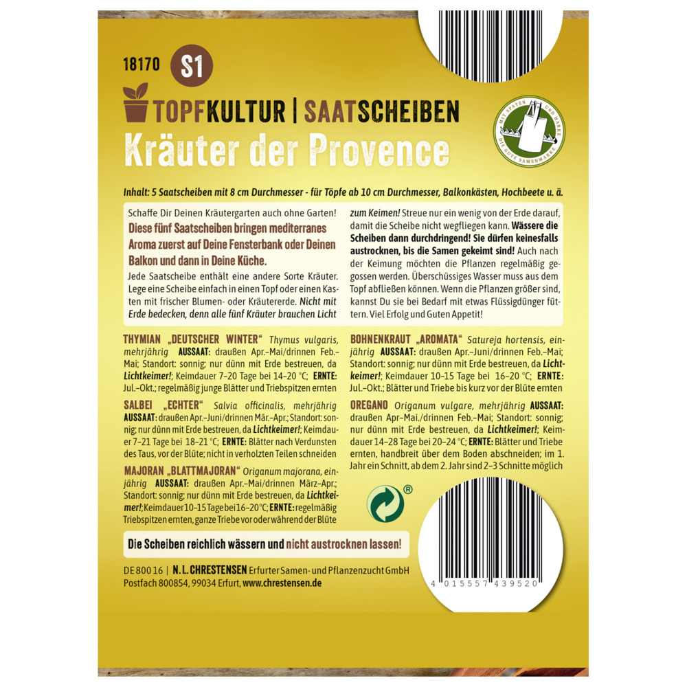 Saatscheiben Kr&auml;uter der Provence 5 Scheiben image number 1