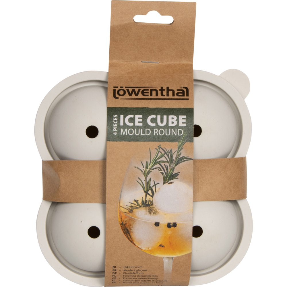 Eisw&uuml;rfelform Silikon 4 W&uuml;rfel &agrave; ca. 6cm rund Grau image number 2