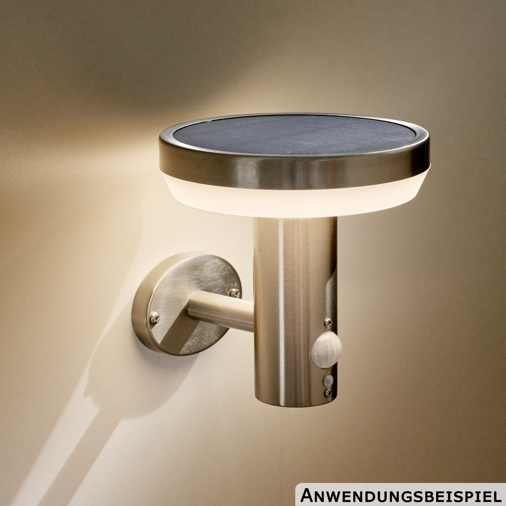 LED-Solar-Wandleuchte rund 4,4 W silber mit Bewegungsmelder B-Ware image number 1
