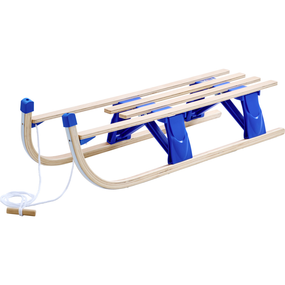 Klappschlitten Holz mit R&uuml;ckenlehne in Blau image number 1