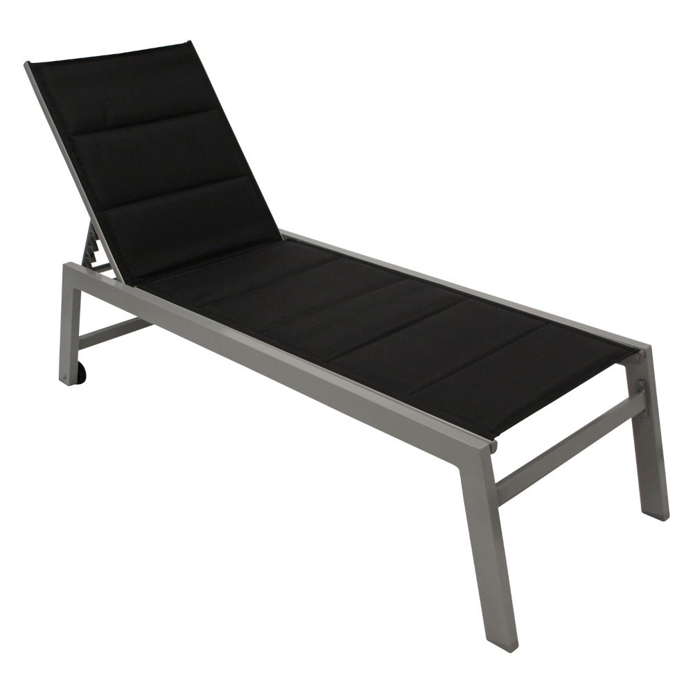 Gartenliege aus Aluminium in Schwarz mit Rollen