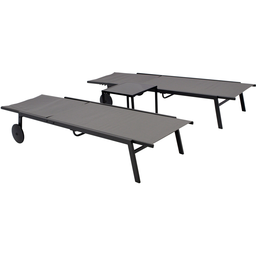 Gartenliegen mit Tisch im Set, 3-teilig, Stahl anthrazit image number 1