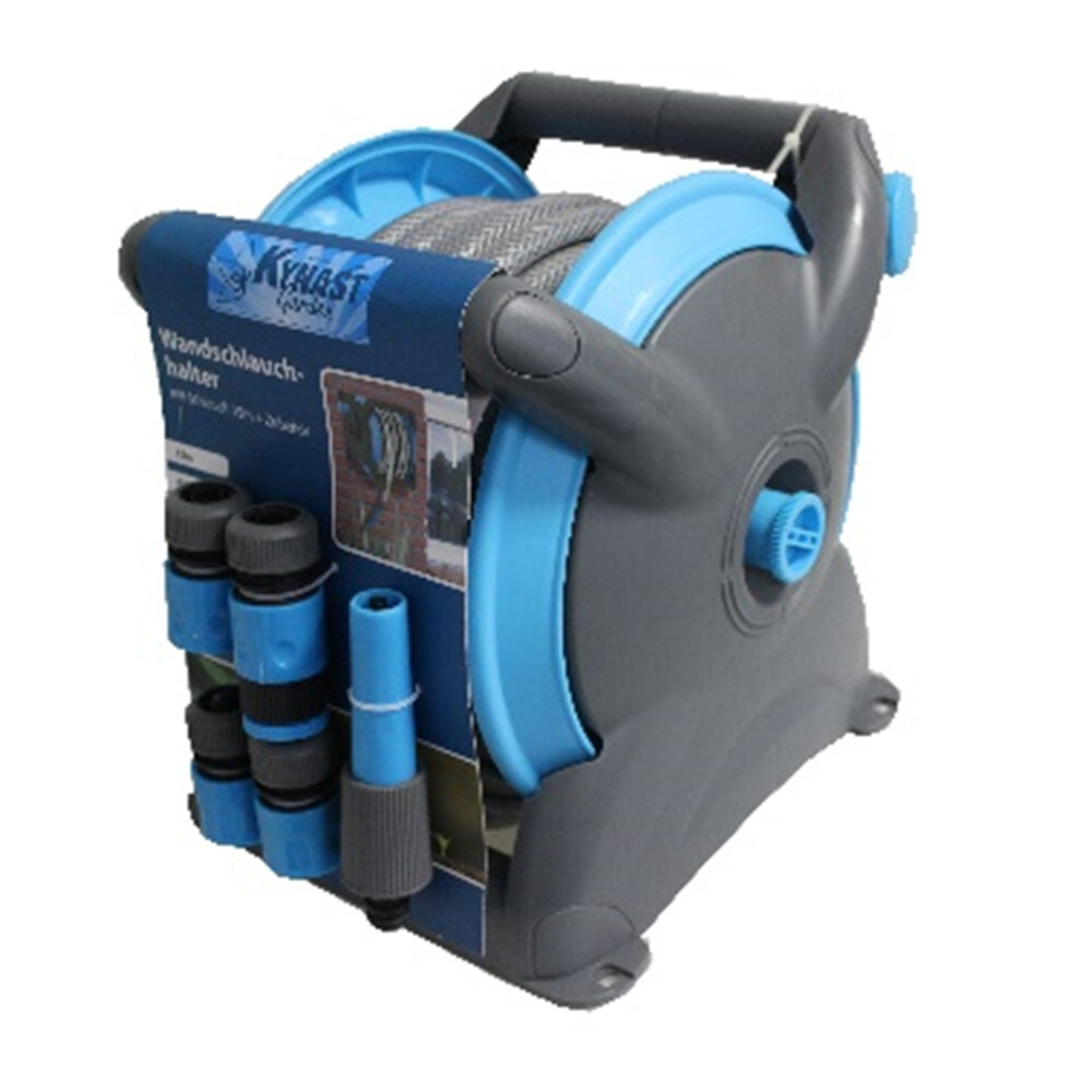 Schlauchhalter Garten f&uuml;r Wandmontage mit 15 m + 1 m Schlauch und Zubeh&ouml;r