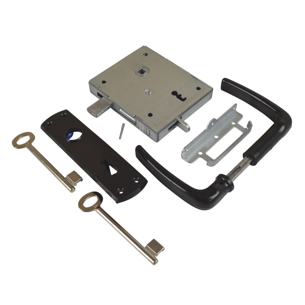 ISEO Kastenaufschraubschloss mit Beschlag und 2 Schl&uuml;sslen