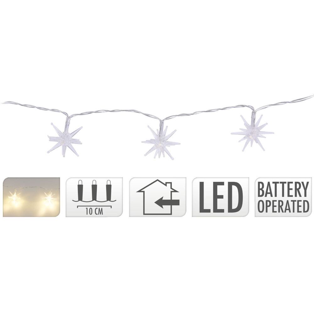 LED-Lichterkette mit 10 Sternen und 10 warmwei&szlig;en LEDs