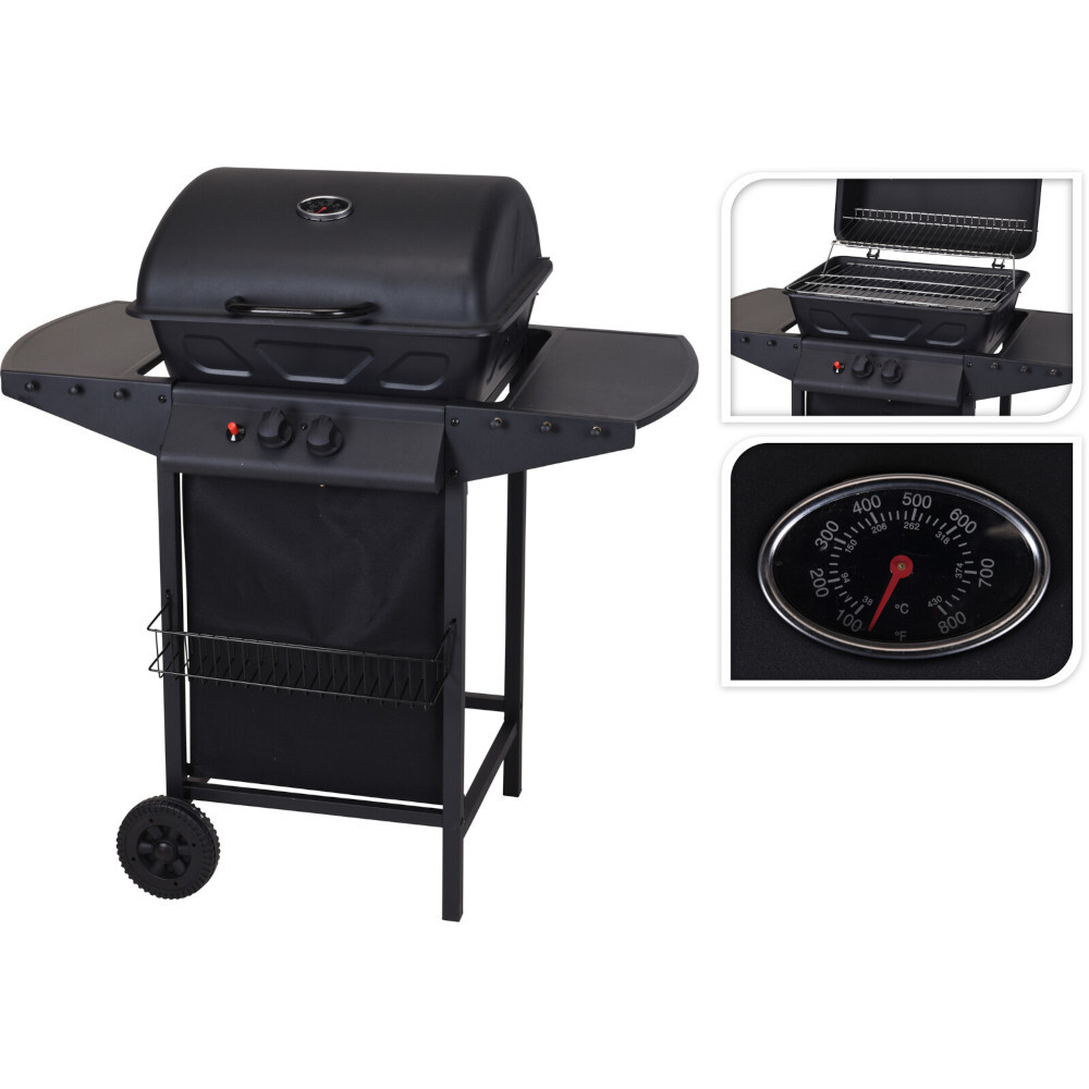 Vaggan BBQ-Gasgrill mit 2 Brennern schwarz