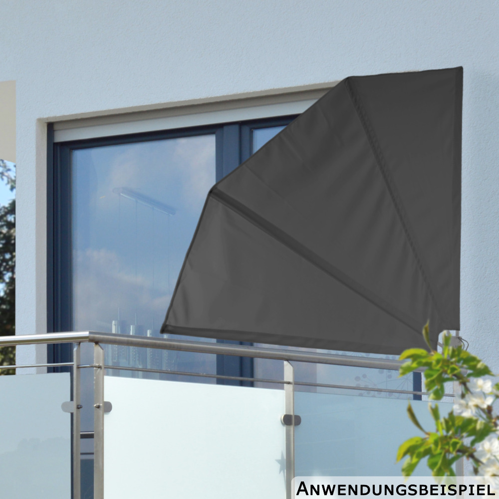 Balkonf&auml;cher 1,2 x 1,2 m aus Polyester in Grau