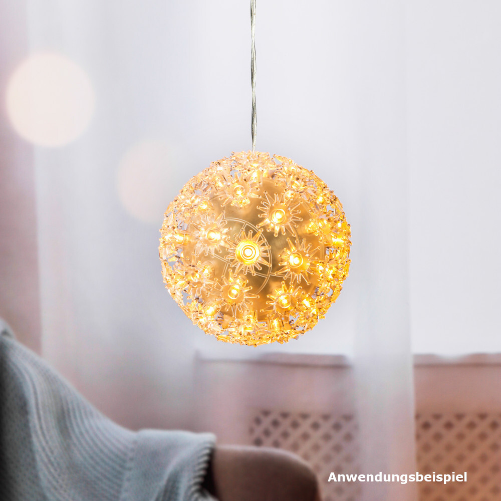 LED-Lichterkugel aufh&auml;ngbar &Oslash; 12cm aus Kunststoff mit 50 warmwei&szlig;en LEDs image number 2
