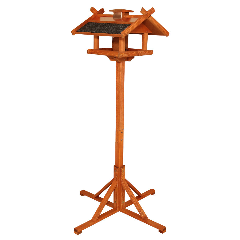 Vogelhaus Holz 155 cm mit Fu&szlig;kreuz und Kupfer-/Teerdach