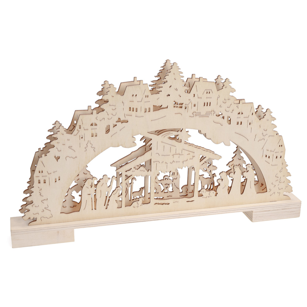 LED-Schwibbogen batteriebetrieben aus Holz image number 1