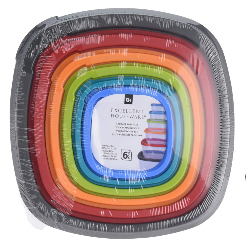 Vorratsdosen-Set 6-teilig aus Kunststoff inklusive farbige Deckel image number 1