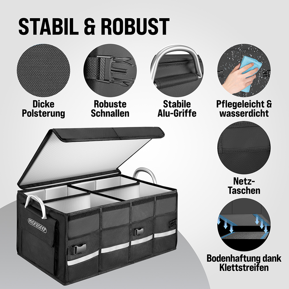 monzana&reg; Kofferraumtasche schwarz 60 x 35 x 30 cm, isoliert image number 4
